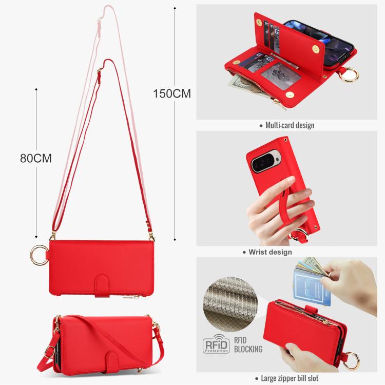 For Google Pixel 10 Pro XL Crossbody Ring Multifunctional Wallet Leather Phone Case