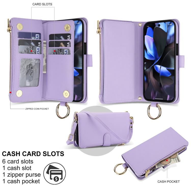 For Google Pixel 10 Pro XL Crossbody Ring Multifunctional Wallet Leather Phone Case