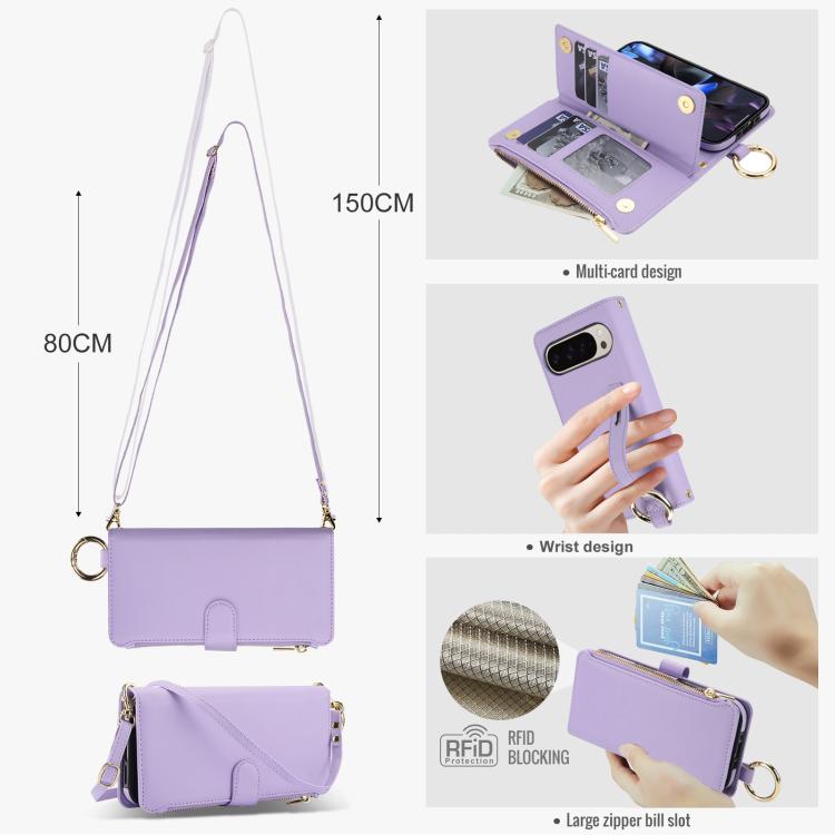For Google Pixel 10 Pro XL Crossbody Ring Multifunctional Wallet Leather Phone Case