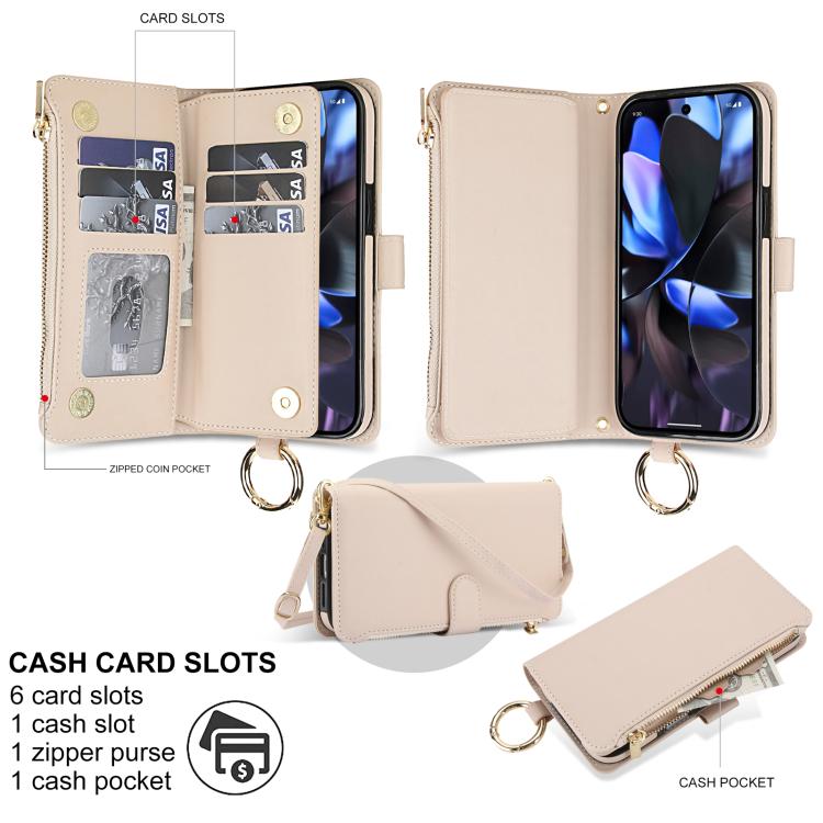 For Google Pixel 10 / 10 Pro Crossbody Ring Multifunctional Wallet Leather Phone Case
