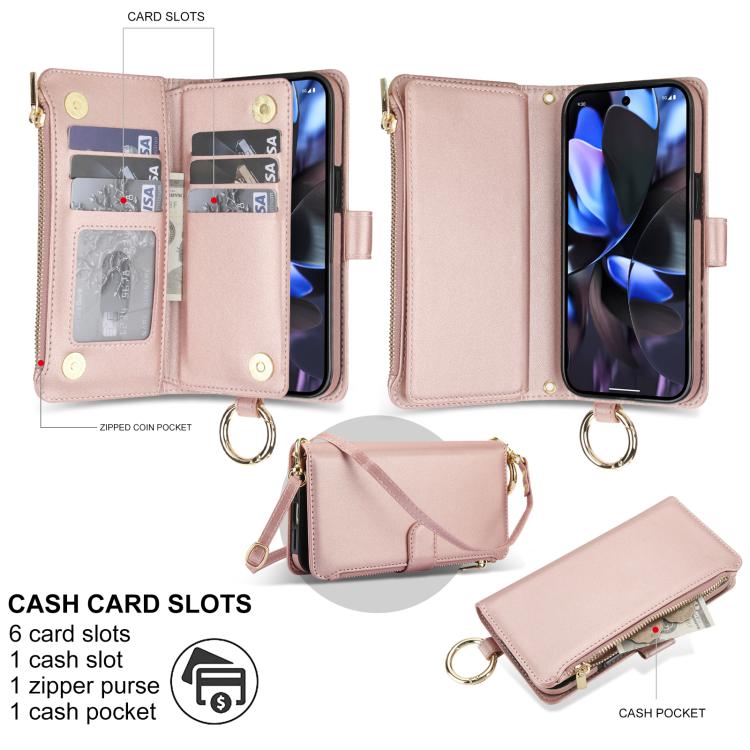 For Google Pixel 10 / 10 Pro Crossbody Ring Multifunctional Wallet Leather Phone Case