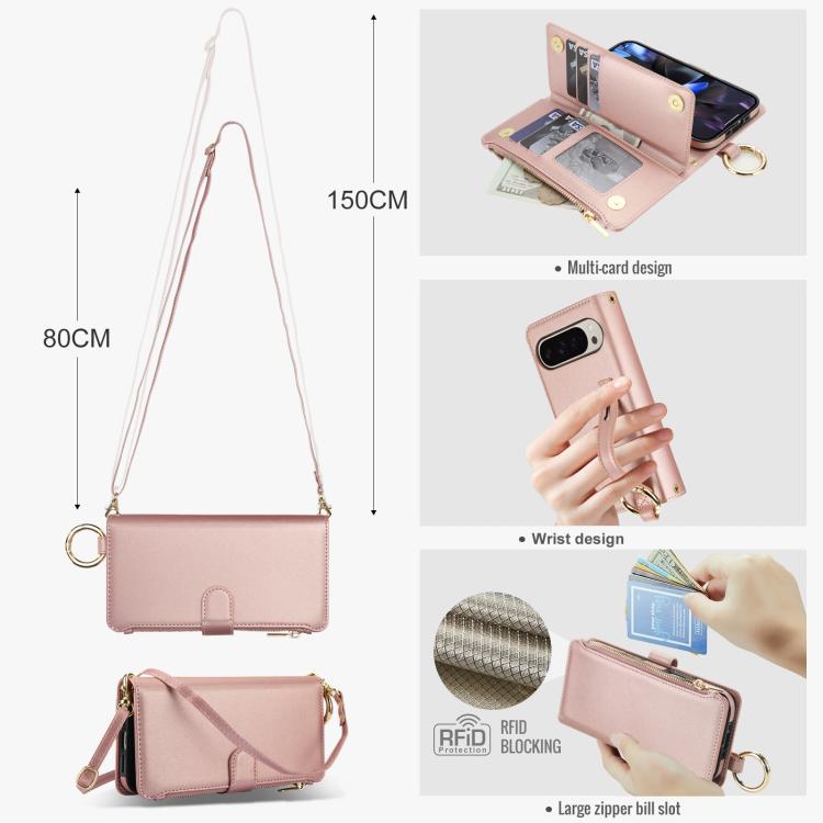 For Google Pixel 10 / 10 Pro Crossbody Ring Multifunctional Wallet Leather Phone Case