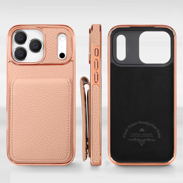 For iPhone 17 Pro Max VIETAO Litchi Texture Wallet PU Phone Case with Lanyard