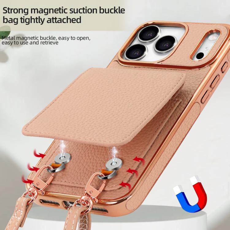 For iPhone 17 Pro Max VIETAO Litchi Texture Wallet PU Phone Case with Lanyard