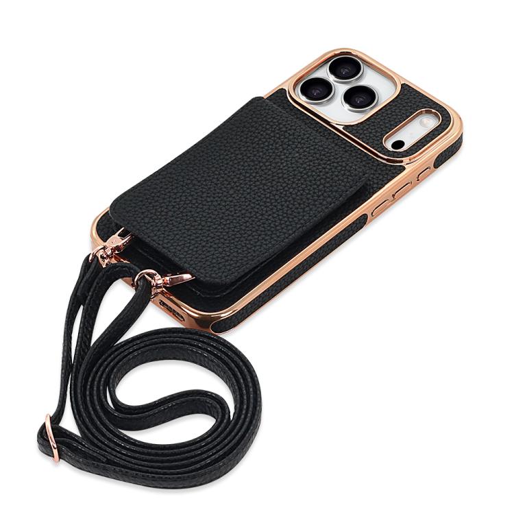 For iPhone 17 Pro Max VIETAO Litchi Texture Wallet PU Phone Case with Lanyard