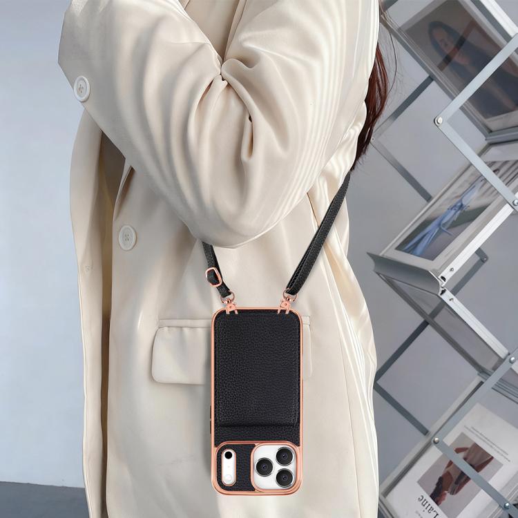 For iPhone 17 Pro Max VIETAO Litchi Texture Wallet PU Phone Case with Lanyard
