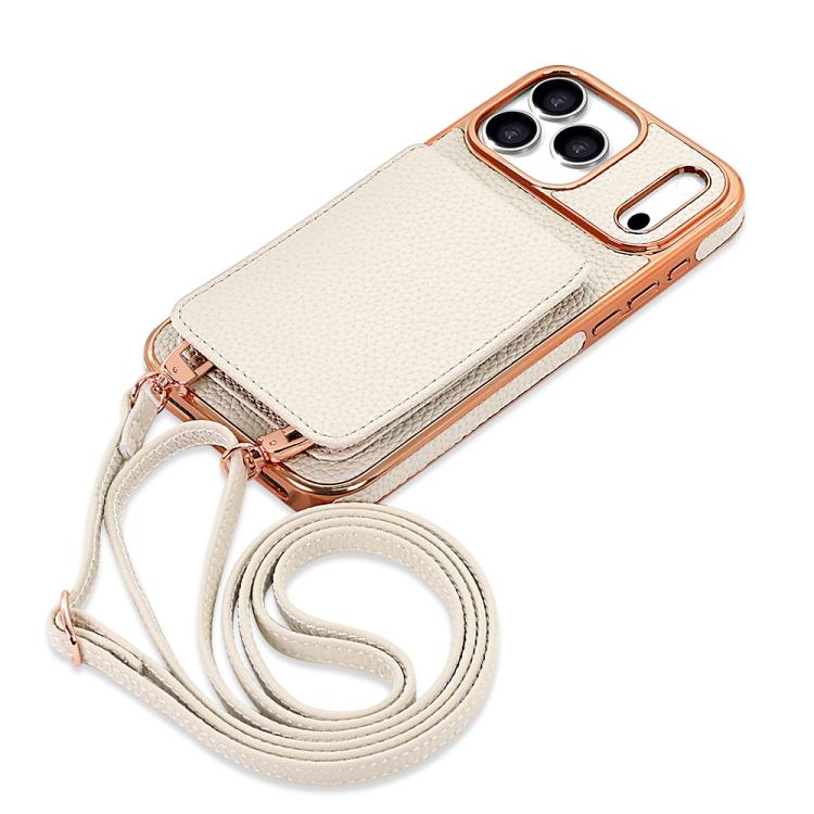 For iPhone 17 Pro Max VIETAO Litchi Texture Wallet PU Phone Case with Lanyard