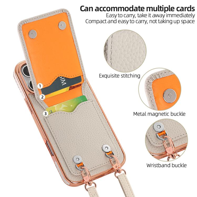 For iPhone 17 Pro Max VIETAO Litchi Texture Wallet PU Phone Case with Lanyard