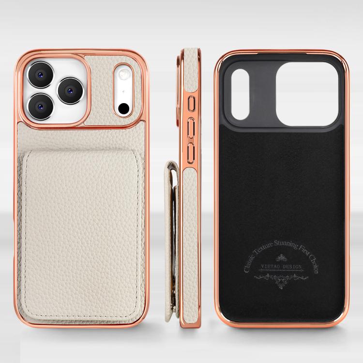For iPhone 17 Pro Max VIETAO Litchi Texture Wallet PU Phone Case with Lanyard