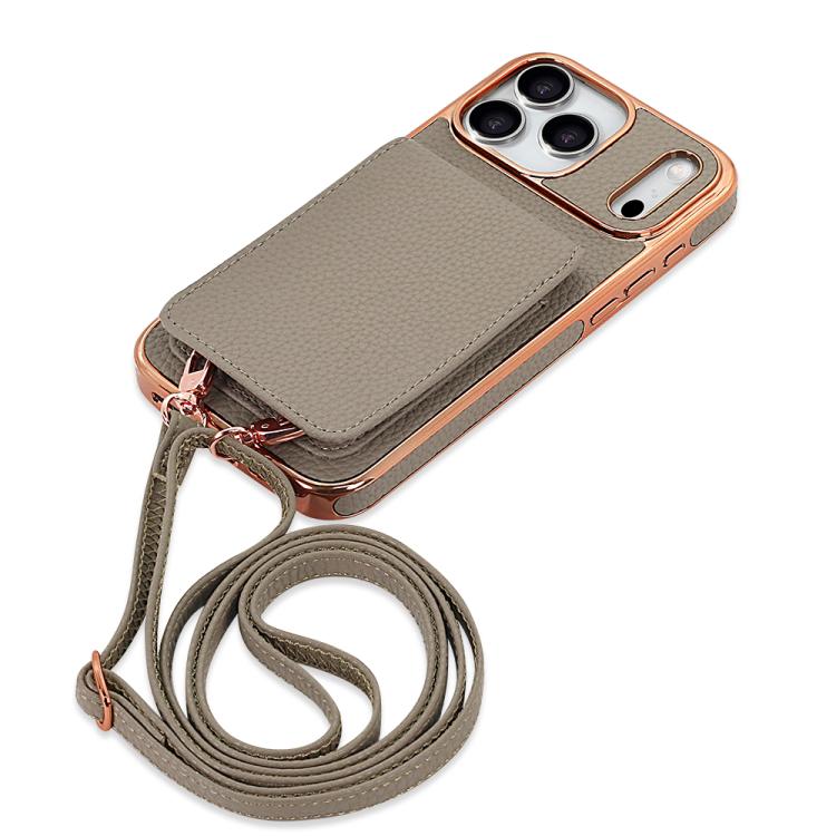 For iPhone 17 Pro Max VIETAO Litchi Texture Wallet PU Phone Case with Lanyard