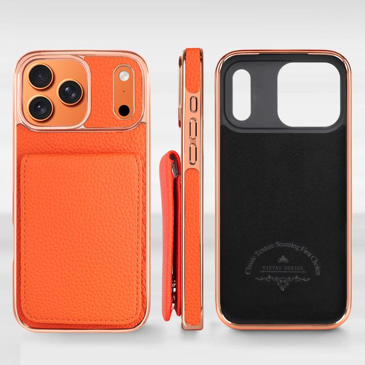 For iPhone 17 Pro Max VIETAO Litchi Texture Wallet PU Phone Case with Lanyard