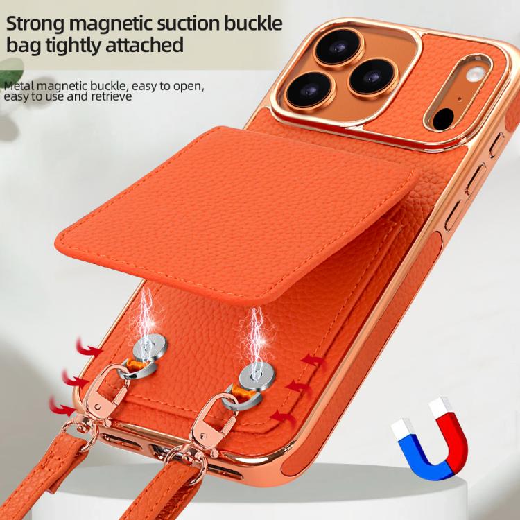 For iPhone 17 Pro Max VIETAO Litchi Texture Wallet PU Phone Case with Lanyard
