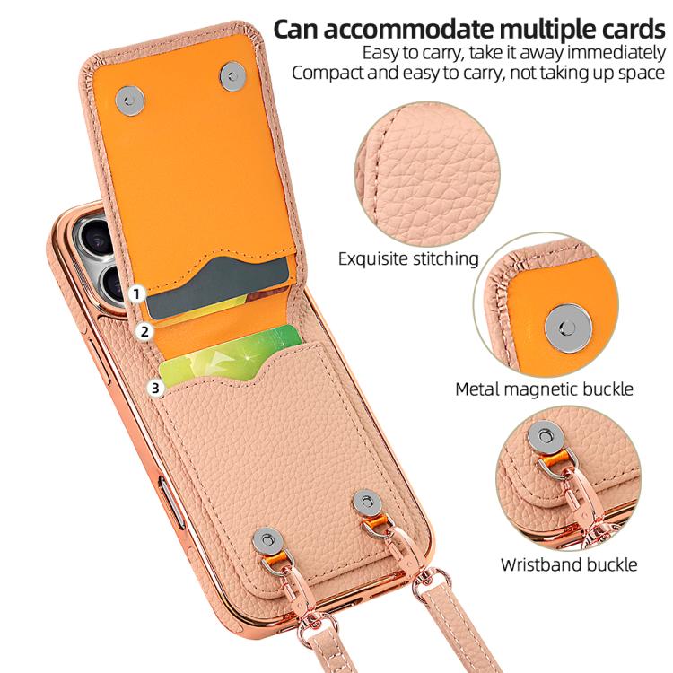 For iPhone 17 Pro VIETAO Litchi Texture Wallet PU Phone Case with Lanyard