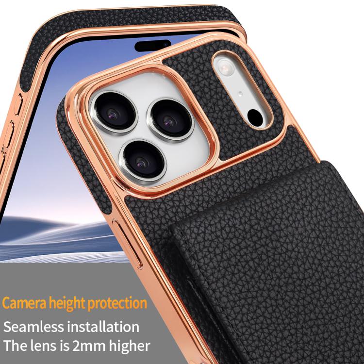 For iPhone 17 Pro VIETAO Litchi Texture Wallet PU Phone Case with Lanyard