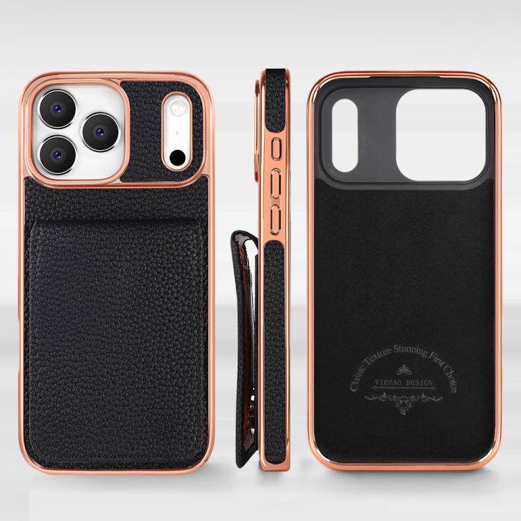 For iPhone 17 Pro VIETAO Litchi Texture Wallet PU Phone Case with Lanyard