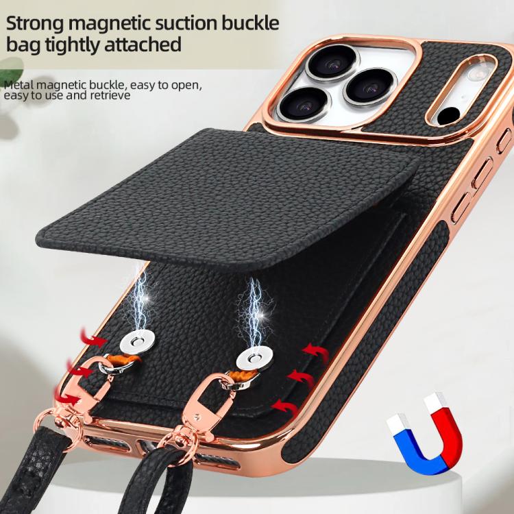 For iPhone 17 Pro VIETAO Litchi Texture Wallet PU Phone Case with Lanyard