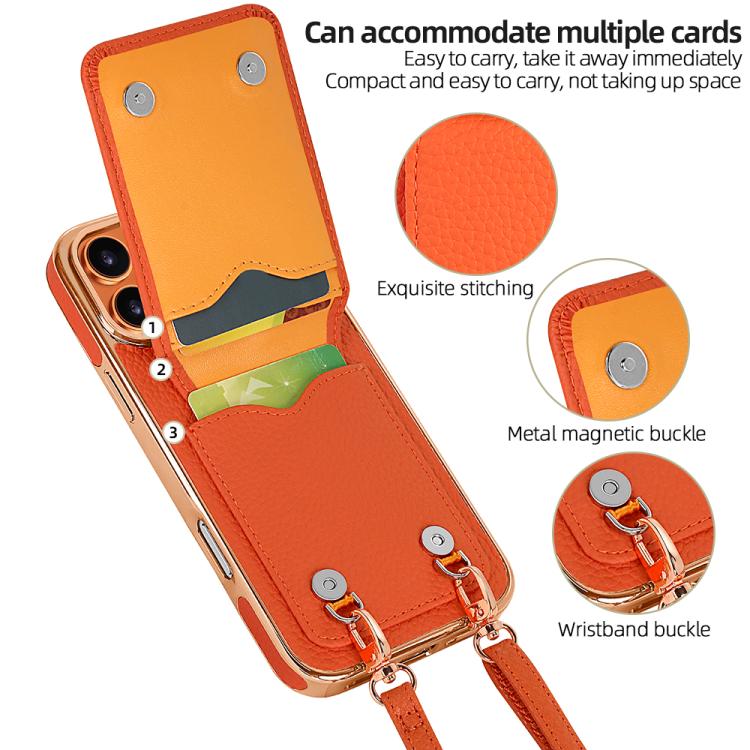 For iPhone 17 Pro VIETAO Litchi Texture Wallet PU Phone Case with Lanyard
