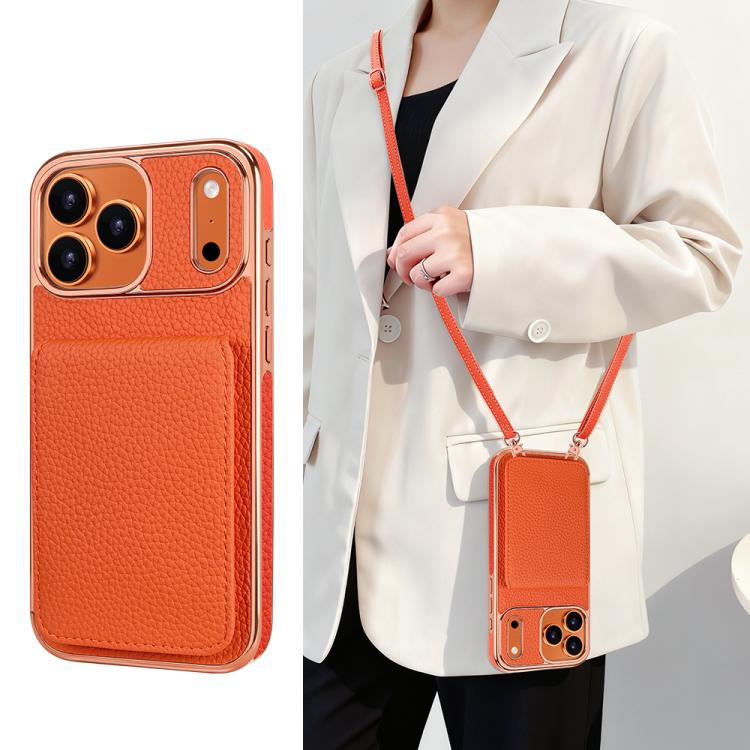 For iPhone 17 Pro VIETAO Litchi Texture Wallet PU Phone Case with Lanyard