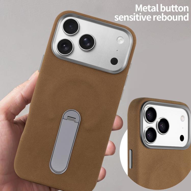 For iPhone 17 Pro Max VIETAO Suede MagSafe PU Leather Phone Case with Holder