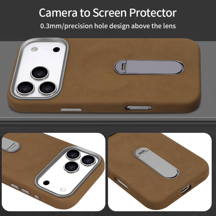 For iPhone 17 Pro Max VIETAO Suede MagSafe PU Leather Phone Case with Holder