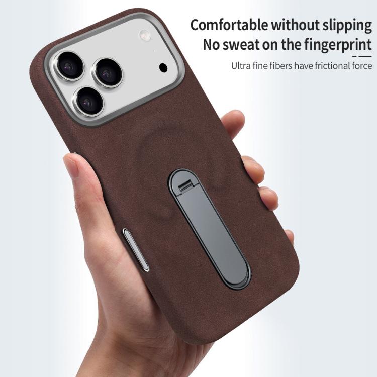 For iPhone 17 Pro Max VIETAO Suede MagSafe PU Leather Phone Case with Holder