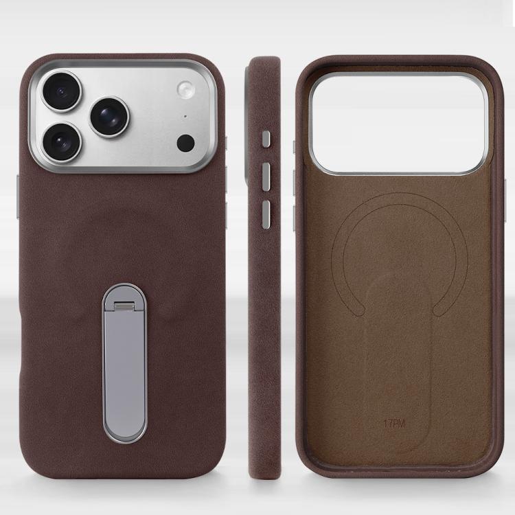 For iPhone 17 Pro Max VIETAO Suede MagSafe PU Leather Phone Case with Holder