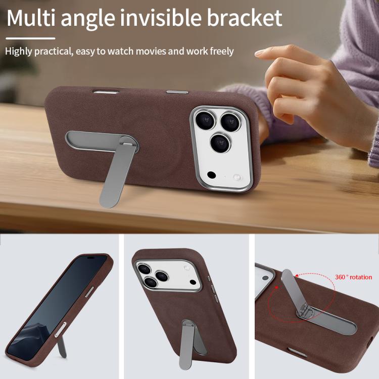 For iPhone 17 Pro Max VIETAO Suede MagSafe PU Leather Phone Case with Holder