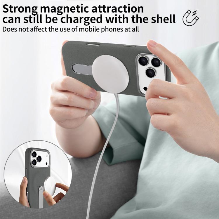 For iPhone 17 Pro Max VIETAO Suede MagSafe PU Leather Phone Case with Holder
