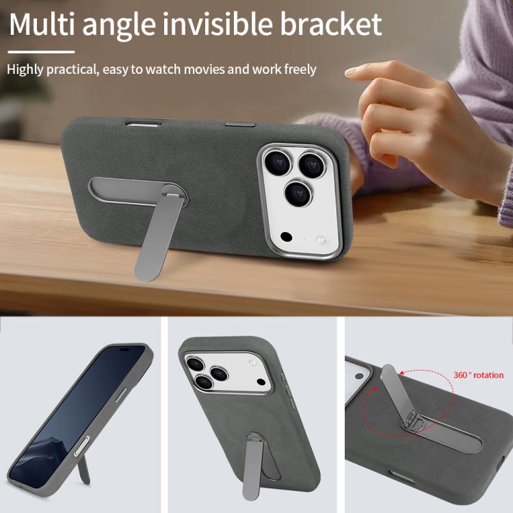For iPhone 17 Pro Max VIETAO Suede MagSafe PU Leather Phone Case with Holder
