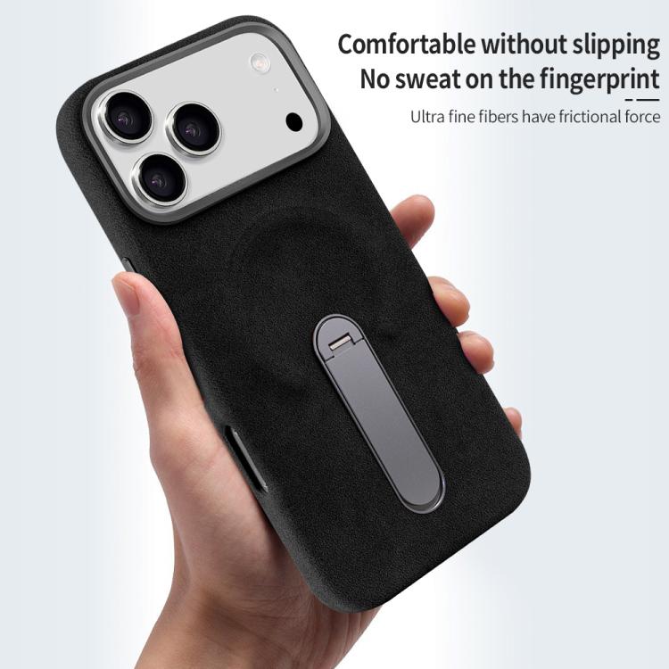 For iPhone 17 Pro Max VIETAO Suede MagSafe PU Leather Phone Case with Holder