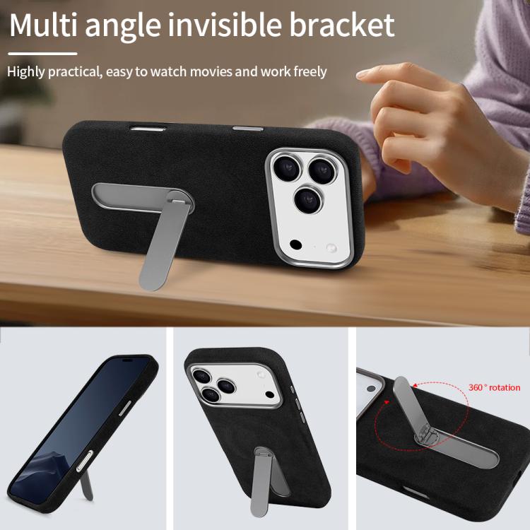 For iPhone 17 Pro Max VIETAO Suede MagSafe PU Leather Phone Case with Holder