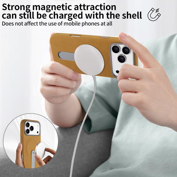 For iPhone 17 Pro VIETAO Suede MagSafe PU Leather Phone Case with Holder