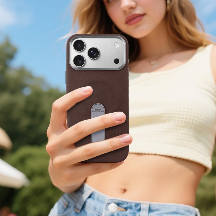 For iPhone 17 Pro VIETAO Suede MagSafe PU Leather Phone Case with Holder