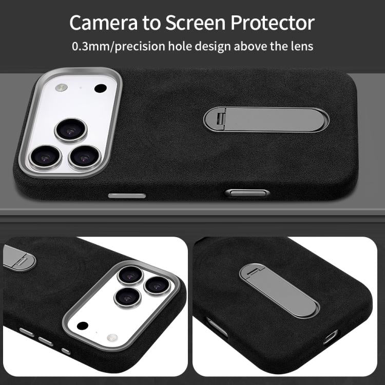 For iPhone 17 Pro VIETAO Suede MagSafe PU Leather Phone Case with Holder