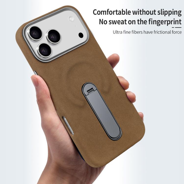 For iPhone 17 VIETAO Suede MagSafe PU Leather Phone Case with Holder