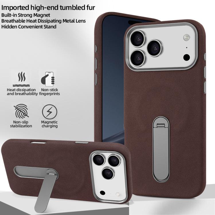 For iPhone 17 VIETAO Suede MagSafe PU Leather Phone Case with Holder