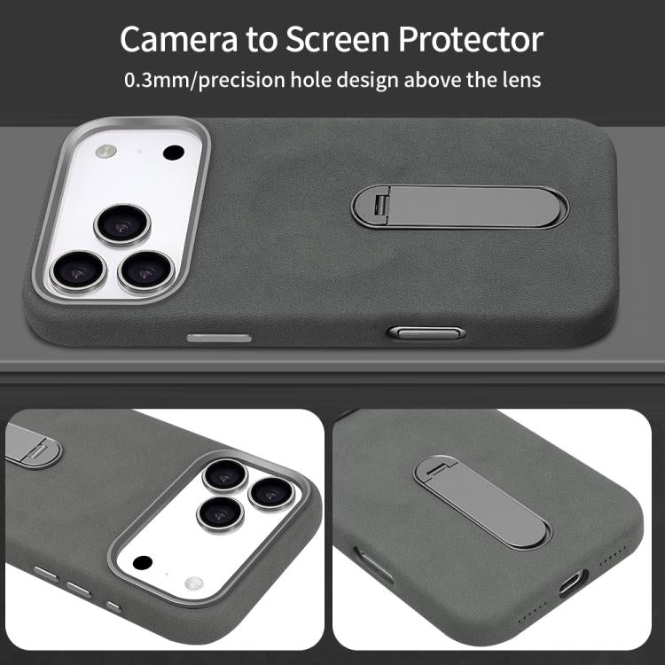For iPhone 17 VIETAO Suede MagSafe PU Leather Phone Case with Holder