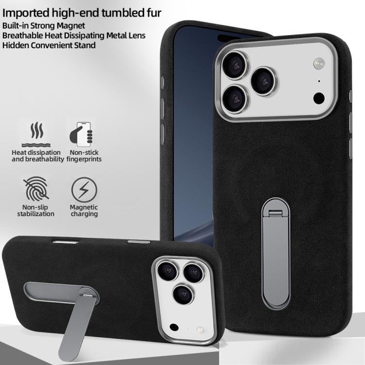 For iPhone 17 VIETAO Suede MagSafe PU Leather Phone Case with Holder