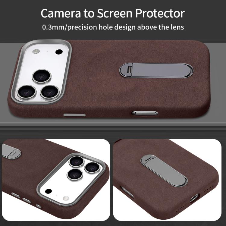 For iPhone Air VIETAO Suede MagSafe PU Leather Phone Case with Holder