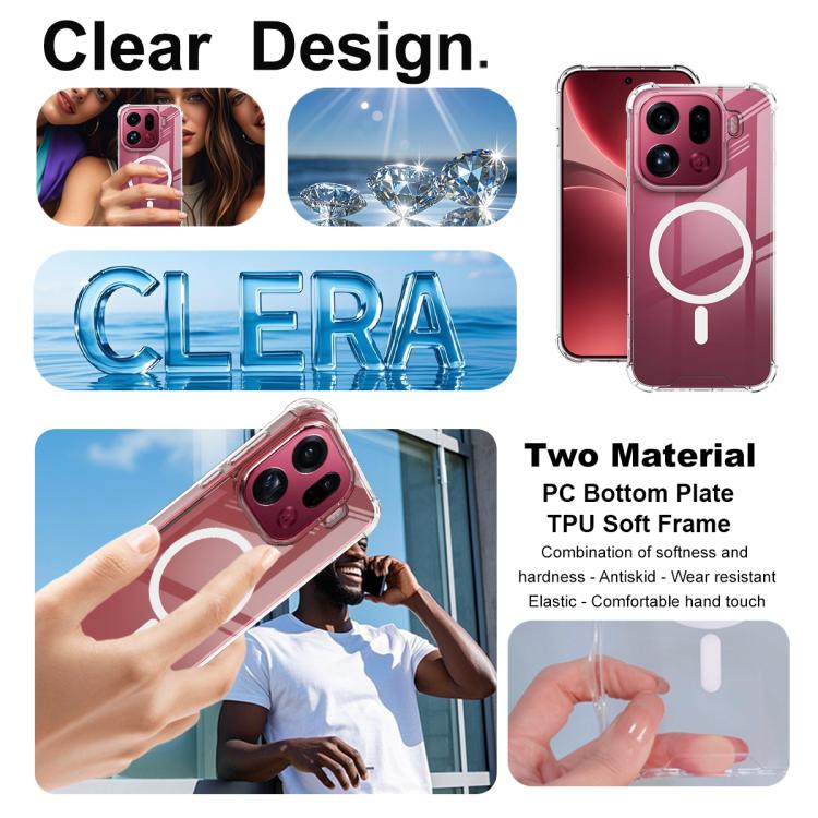For OPPO Find X9 Pro imak Space Shield PC + TPU Airbag Shockproof MagSafe Phone Case - Transparent