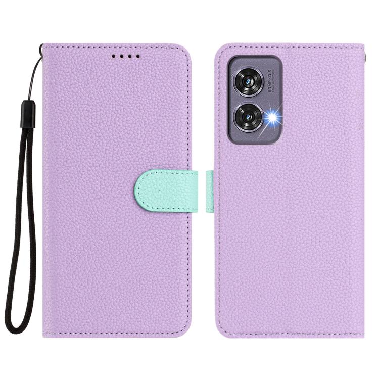 For Motorola Edge 50 Fusion Detachable Litchi Texture Magnetic Vegan Leather Phone Case