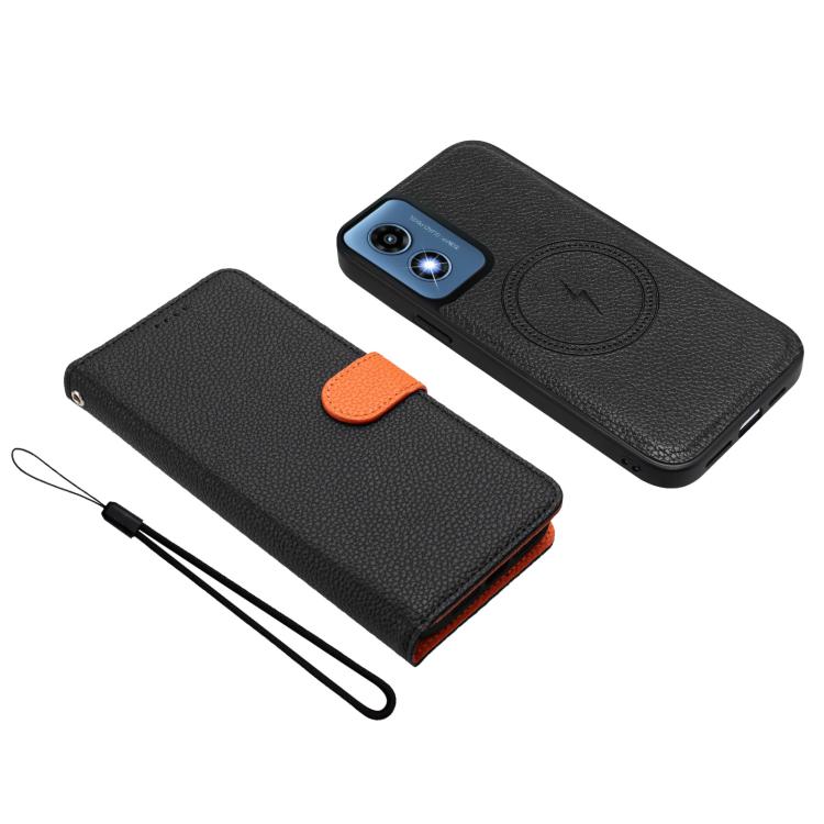 For Motorola Moto G Play 4G 2024 Detachable Litchi Texture Magnetic Vegan Leather Phone Case
