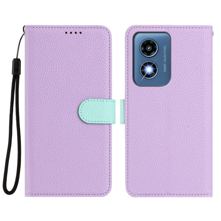For Motorola Moto G Play 4G 2024 Detachable Litchi Texture Magnetic Vegan Leather Phone Case