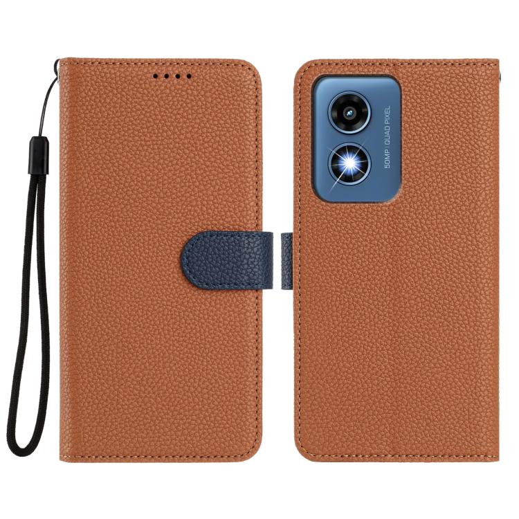 For Motorola Moto G Play 4G 2024 Detachable Litchi Texture Magnetic Vegan Leather Phone Case