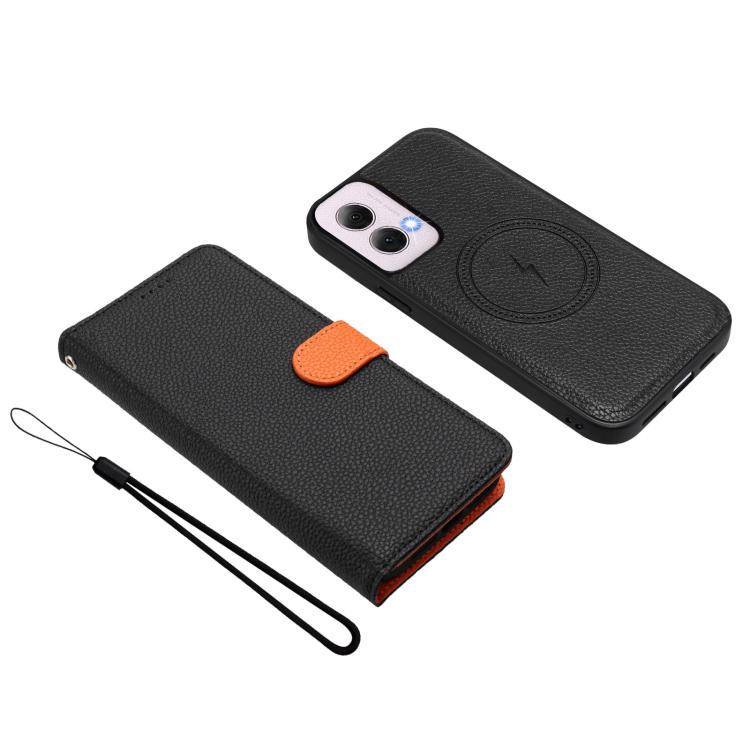 For Motorola Moto G Power 5G 2024 Detachable Litchi Texture Magnetic Vegan Leather Phone Case