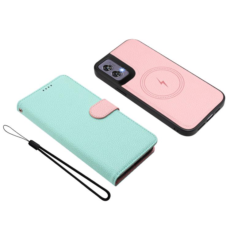 For Motorola Moto G85 5G / S50 Neo Detachable Litchi Texture Magnetic Vegan Leather Phone Case