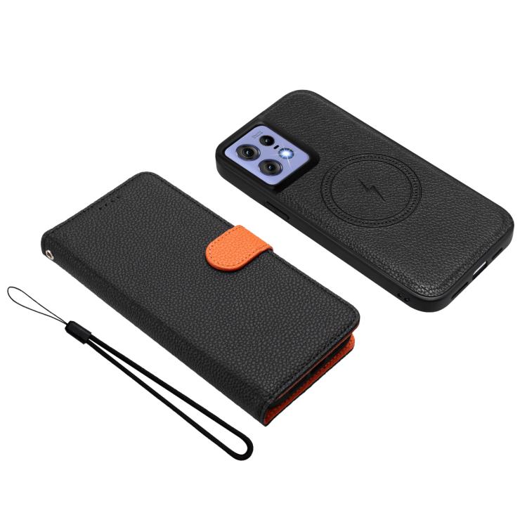 For Motorola Edge 50 Pro Detachable Litchi Texture Magnetic Vegan Leather Phone Case
