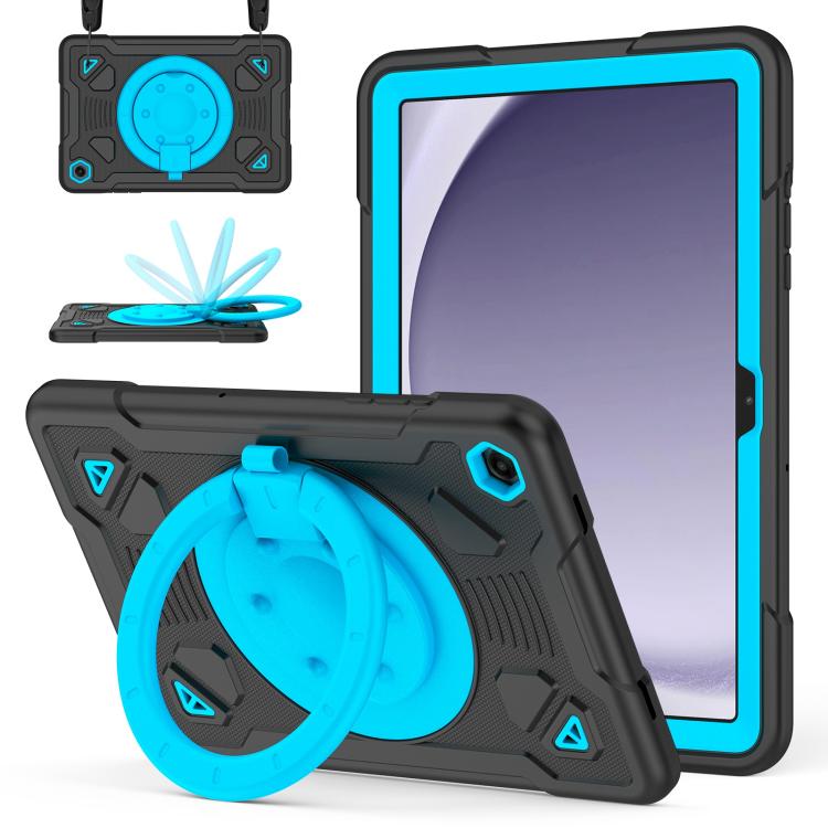 For Samsung Galaxy Tab A11+ / A9+ Space Planet Ring Holder Silicone Hydric PC Tablet Case with Shoulder Strap