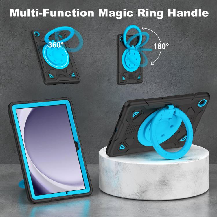 For Samsung Galaxy Tab A11+ / A9+ Space Planet Ring Holder Silicone Hydric PC Tablet Case with Shoulder Strap