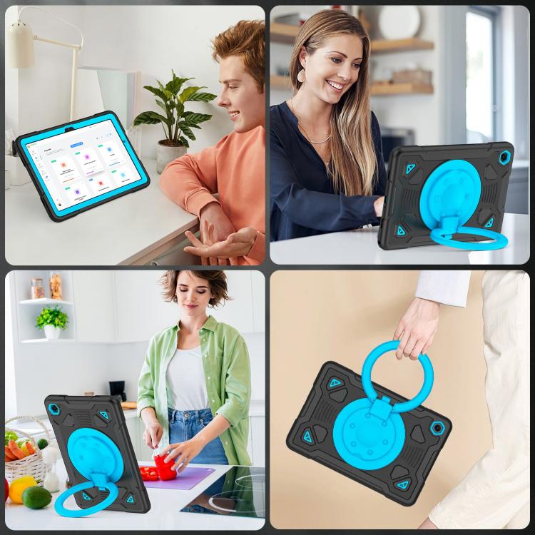 For Samsung Galaxy Tab A11+ / A9+ Space Planet Ring Holder Silicone Hydric PC Tablet Case with Shoulder Strap